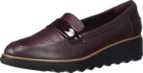 Clarks Damen Womens Sharon Gracie Burgundy Leather 8m Penny Loafer