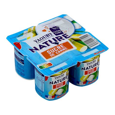 AUCHAN Yaourt Nature Au Sucre De Canne 4x125g Pas Cher Auchan Fr