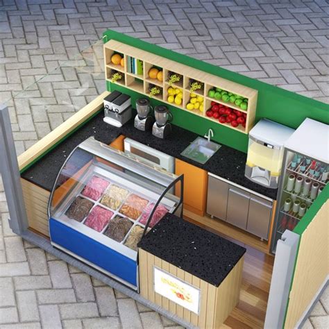 Green Outdoor Juice Kiosk With Food Booth Design For Sale Cafe