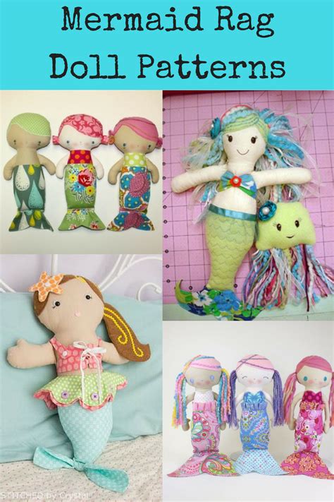 Top Mermaid Rag Dolls Sewing Patterns Doll Sewing Patterns Rag Doll Pattern Fabric Doll Pattern