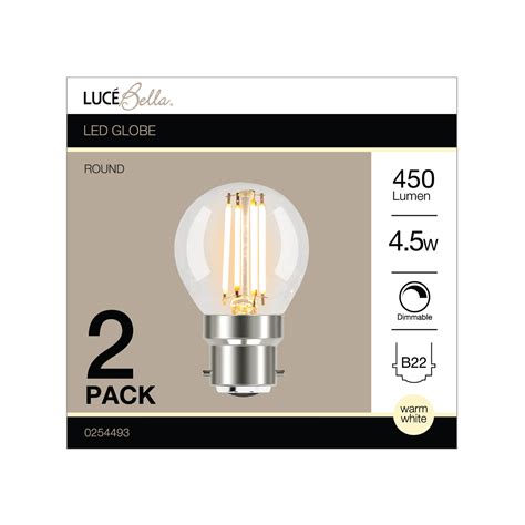 Luce Bella Round Filament B22 Dimmable Led 450 Lumen Warm White 4 5