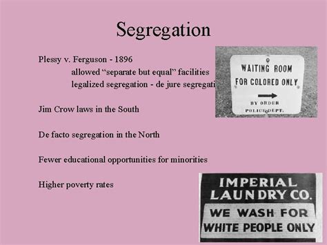 Segregation Plessy V Ferguson 1896 Allowed Separate But