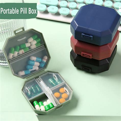 Mini Portable Pill Organizer Grid Compartment Travel Pillbox Nordic