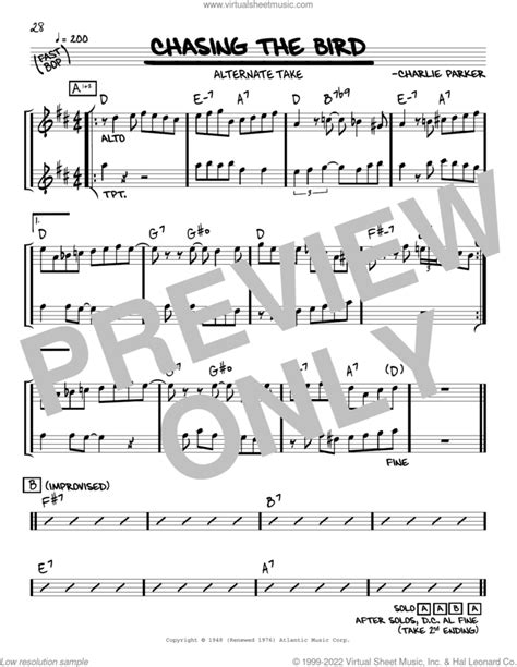 Chasing The Bird Sheet Music Real Book Pdf