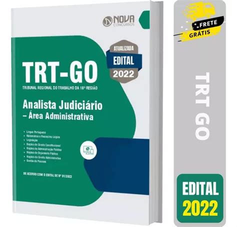 Apostila Concurso Trt Go Analista Rea Administrativa Frete Gr Tis