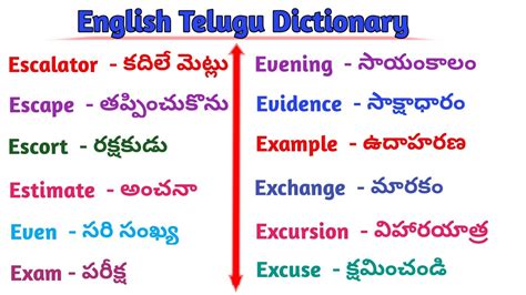 English Telugu Dictionary English Words With Telugu Meanings Lern