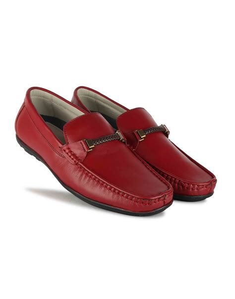 Red Loafers Buy Red Pure Leather Loafers Rs1800 Only Agra Shoe Mart