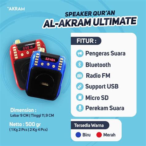 Jual Speaker Quran Al Akram Ultimate Speker Alquran Murottal Qur An 30