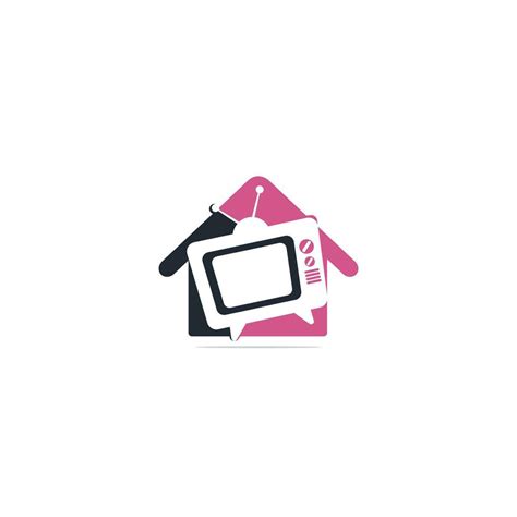 TV media house shape logo design. Logo combination of house and TV design vector template ...