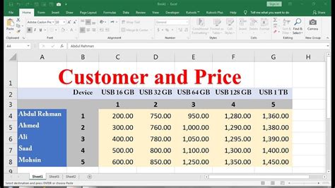 Excel Pricing Template Youtube