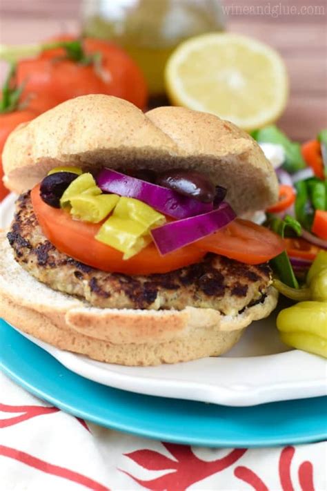 Feta Stuffed Greek Turkey Burgers Wine Glue