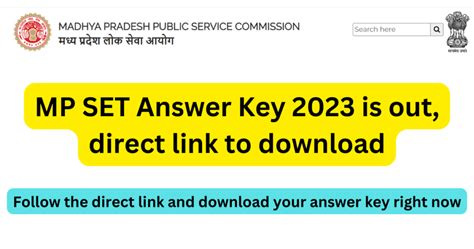 Mp Set Answer Key Released Direct Link Mppsc Nic In