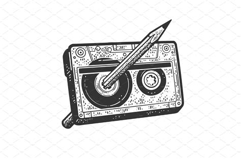 Pencil in Cassette tape vector – MasterBundles