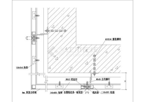 某铝板幕墙阳角水平cad设计完整节点通用节点详图土木在线