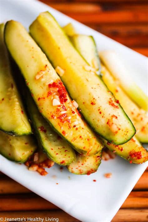 Spicy Korean Cucumber Kimchi Refrigerator Pickles Recipe - Jeanette's ...