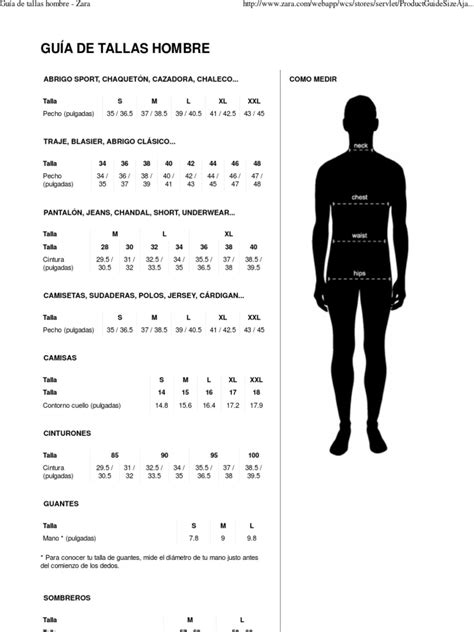 Guía De Tallas Hombre Zara Usa Pdf