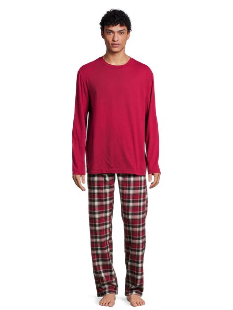 Hanes Mens Slub Jersey Top And Ultra Soft Flannel Sleep Pants Set 2