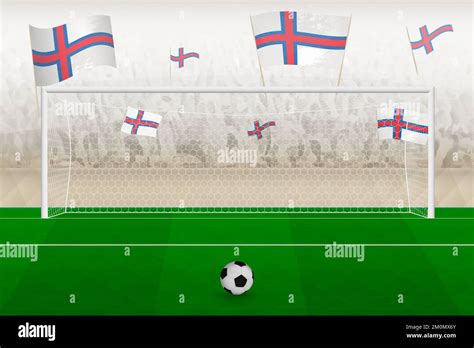 Faroe Islands football team fans with flags of Faroe Islands cheering ...