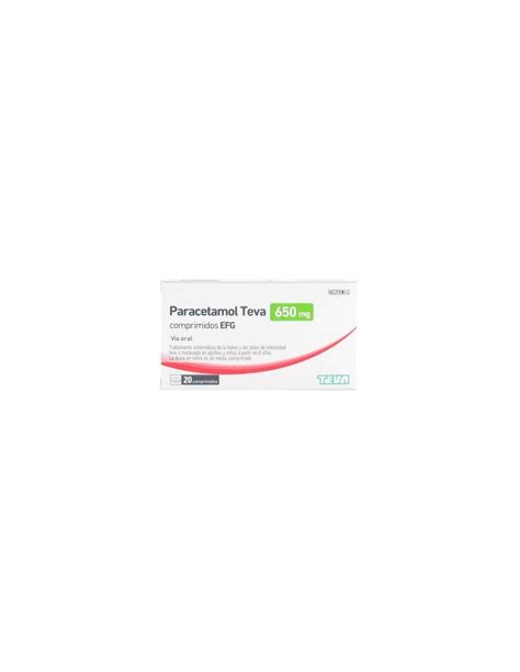 Paracetamol Teva 650 Mg Efg 20 Comprimidos