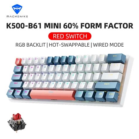 Machenike K500 B61 Mini Teclado Mecânico Formato 60 Fio Teclas