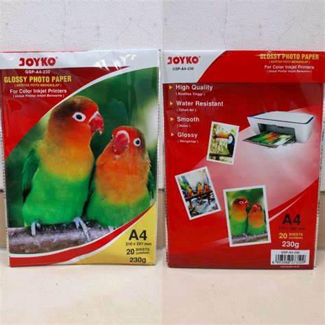 Jual 1pak 20 Lembar Kertas Foto Mengkilap Joyko Glossy Photo Paper A4