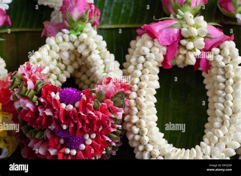 Thailand, Bangkok. Handmade flower arrangements used as offerings Stock ...