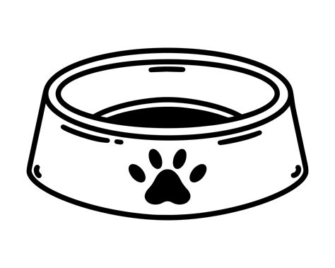 Pet bowl vector icon. Plate for a dog or cat with a paw sign. Empty container for dry food or