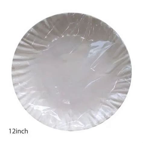 White Plain Round Disposable Paper Plate Paper GSM 180 Size 12inch