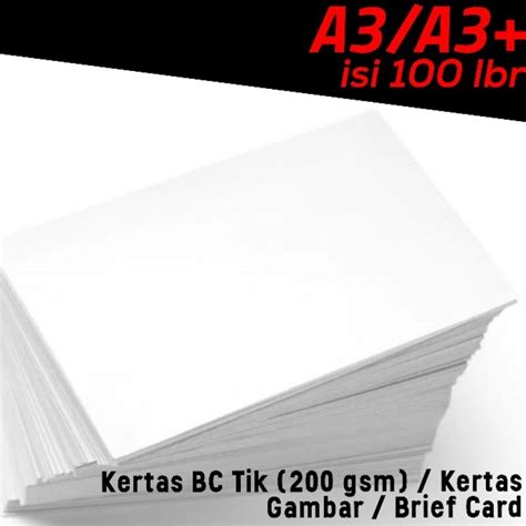 Jual 100 Lembar Kertas Bc Tik 200 Gsm Kertas Gambar Brief Card