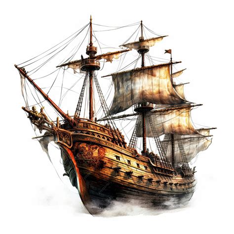 Premium Photo A Pirate Ship Isolated On White Background Generative Ai