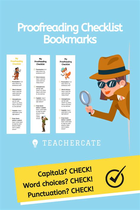 Proofreading Checklist Bookmarks Printables In 2020 Proofreading