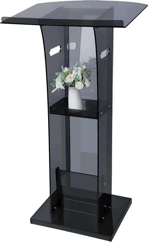 Geetery Acrylic Clear Podium Stand Church Podium Pulpit With Storage Shelf