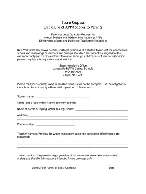 Fillable Online Disclosure Of Appr Scores Request Form Appr Scores Fax