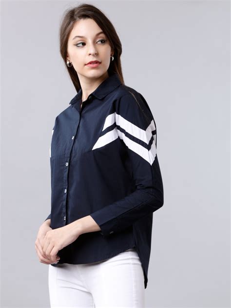 Buy Tokyo Talkies Navy Blue Regular Fit Cotton Long Sleeves Shirt For