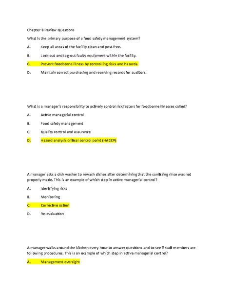 Servsafe Final Exam Answers Servsafe Practice Test