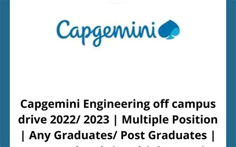 Capgemini Engineering Off Campus Drive Multiple Position