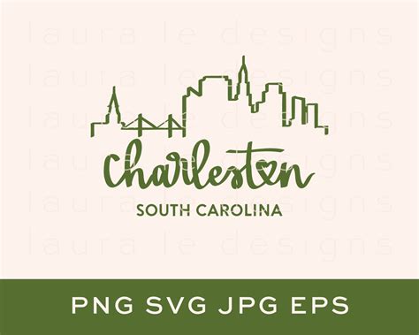 Charleston Sc Skyline Svg File Digital Download Charleston Png