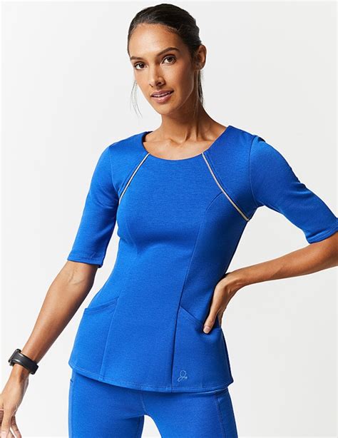 Exposed Zipper Top In Royal Blue Medical Scrubs By Jaanuu