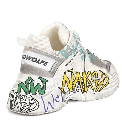 Naked Wolfe Titan Graffiti Sneakers Men White Multi Flannels