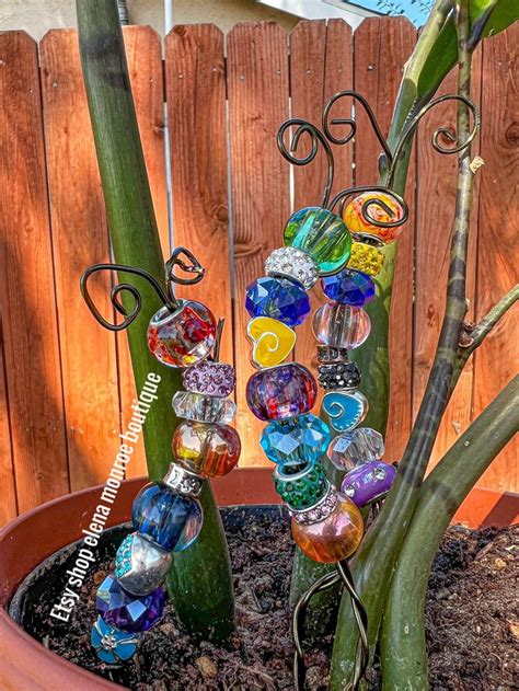 7 Inch Jeweled Garden Stake Caterpillar Garden Stake Fairy Garden