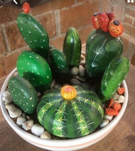 Pin By Loni Gonzales On Craft Ideas Rock Cactus Painted Rock Cactus