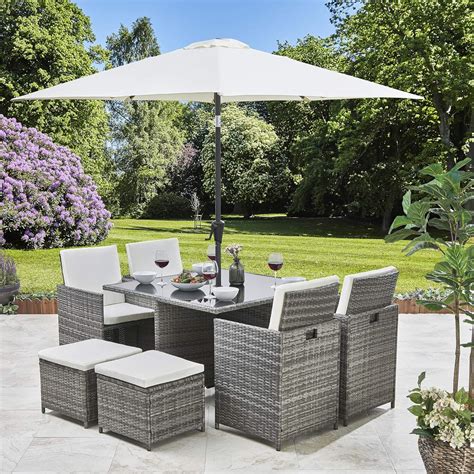 10 Seater Rattan Cube Outdoor Dining Set Grey Weave 10 Seater Rattan