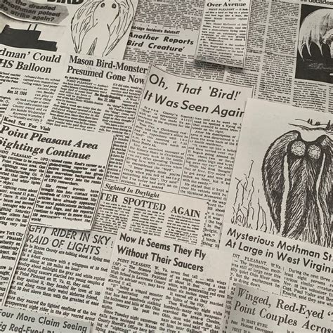 Mothman Newspaper Clippings 21 Pieces Newsprint Cutouts Etsy