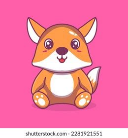 Vector Cute Fox Sitting Cartoon Illustration Stock Vector (Royalty Free ...