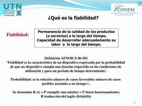 PPT INTRODUCCION A LA FIABILIDAD ANALISIS DE FALLO APLICACION AL