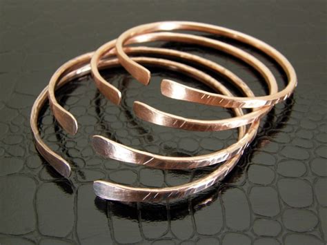 Copper Bracelet Textured Stacking Bangle Womens Bare Etsy