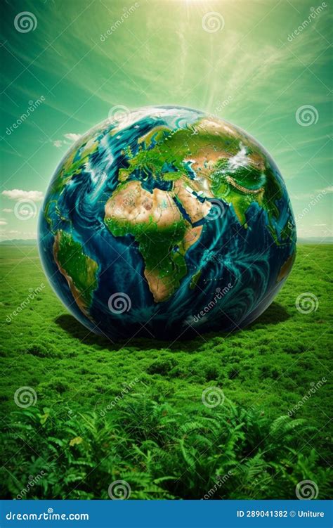 Green planet - Earth stock illustration. Illustration of pasture ...