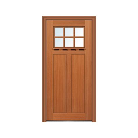 Mmi Door 36 In X 80 In Low E Glass Left Hand Craftsman 2 Panel 6 Lite Stained Fiberglass Fir