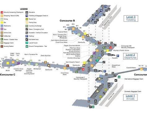 Palm Beach Airport(PBI) Terminal Maps, Shops, Restaurants, Food Court 2025