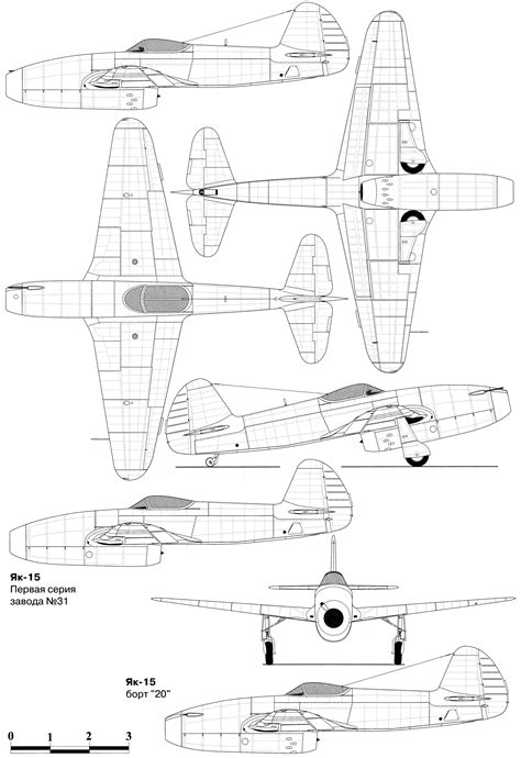 Yakovlev Yak-15 Blueprint - Download free blueprint for 3D modeling